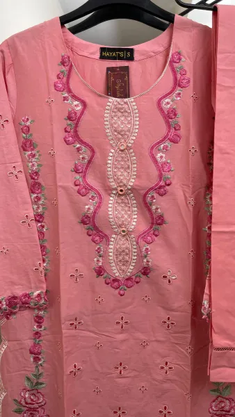 Pakistani Original Hayat Stitched Cotton Co-ords 2 Pcs _ Pink 